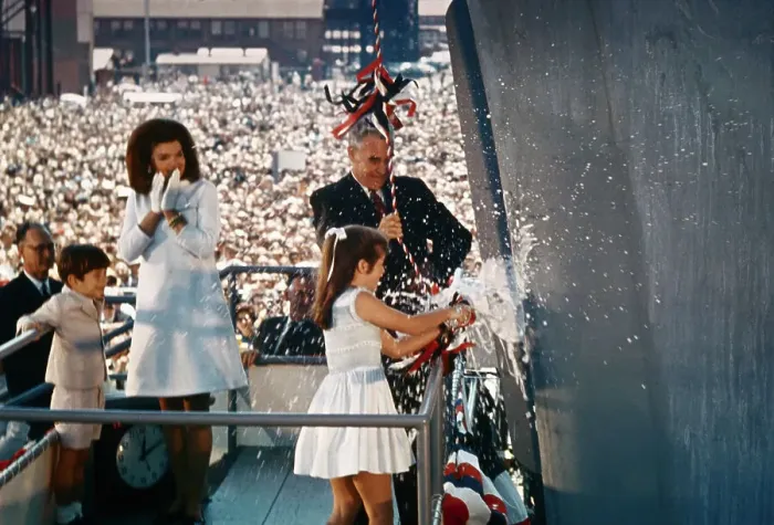 Framed Print : Jackie Kennedy and JFK Jr Watching Caroline Christen Ship Framed Print : Jackie Kennedy and JFK Jr Watching Caroline Christen Ship