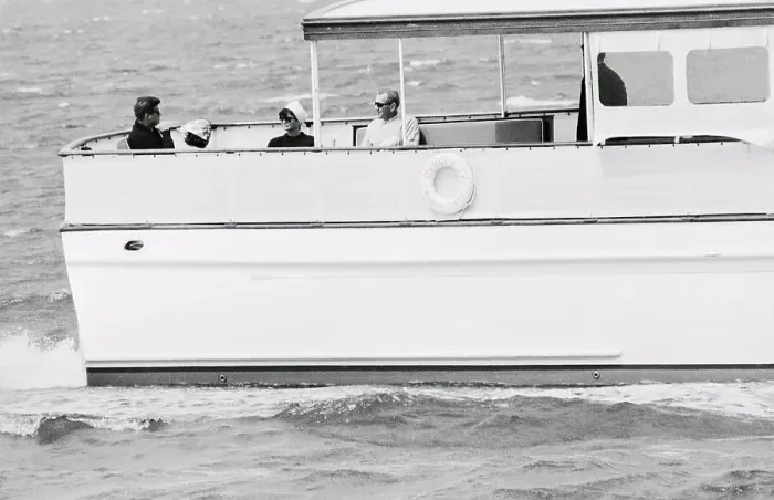 Framed Print : Jackie Kennedy Riding in Boat Framed Print : Jackie Kennedy Riding in Boat