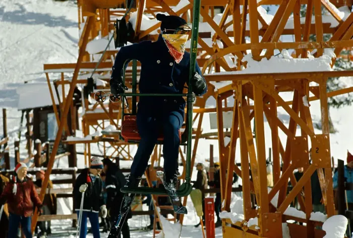 Framed Print : Jackie Kennedy Riding in Chair Lift Framed Print : Jackie Kennedy Riding in Chair Lift