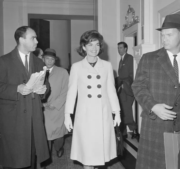Framed Print : Jackie Kennedy Smiling Alongside Bodyguard Framed Print : Jackie Kennedy Smiling Alongside Bodyguard