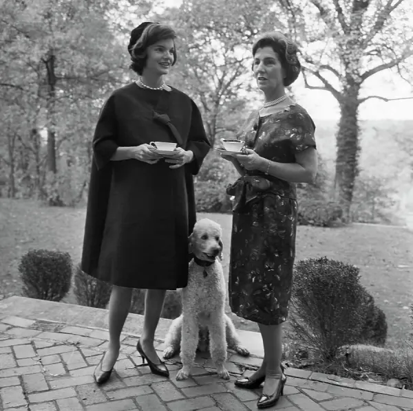 Jackie Kennedy with Mother and Poodle, 1960 Print. Art Prints