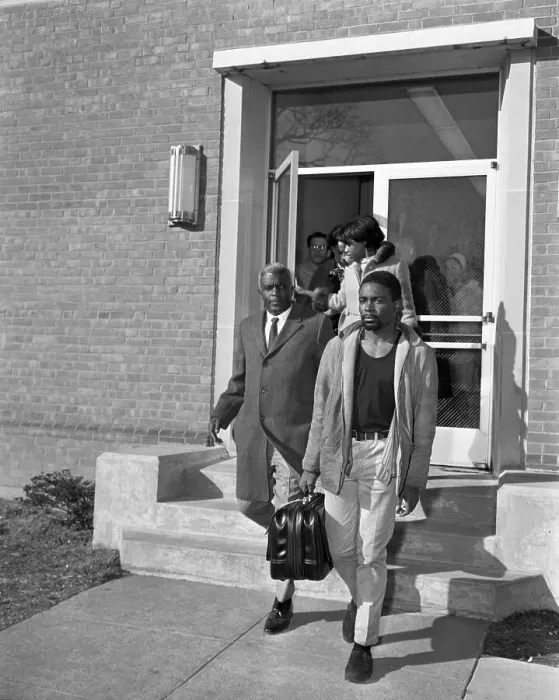 Framed Print : Jackie Robinson and Family Leaving Courthouse Framed Print : Jackie Robinson and Family Leaving Courthouse