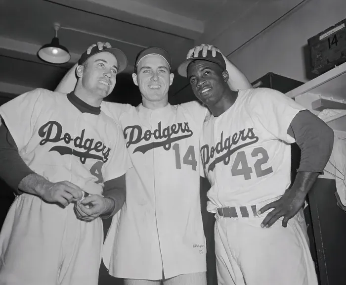 Framed Print : Jackie Robinson with Gil Hodges and Duke Snider Framed Print : Jackie Robinson with Gil Hodges and Duke Snider
