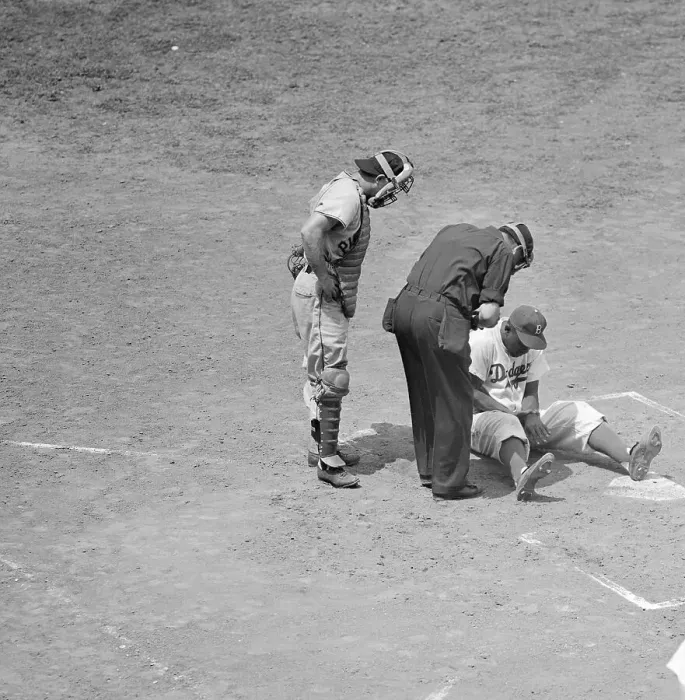 Framed Print : Jackie Robinson After Being Hit by Pitch Framed Print : Jackie Robinson After Being Hit by Pitch