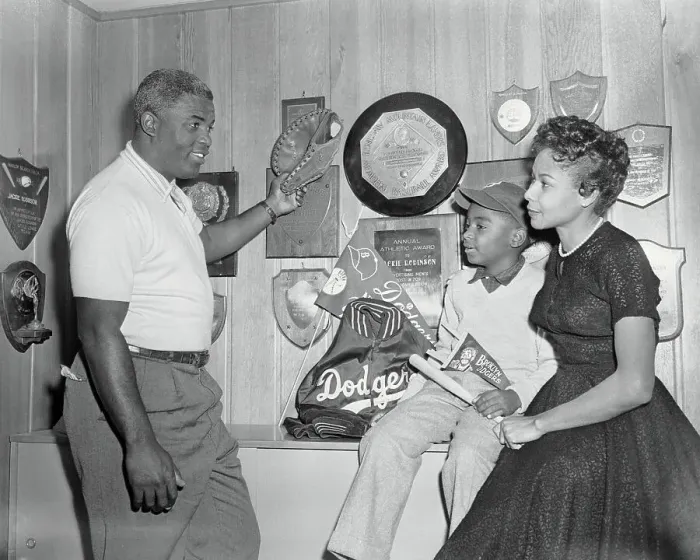 Framed Print : Jackie Robinson at Home with His Family Framed Print : Jackie Robinson at Home with His Family
