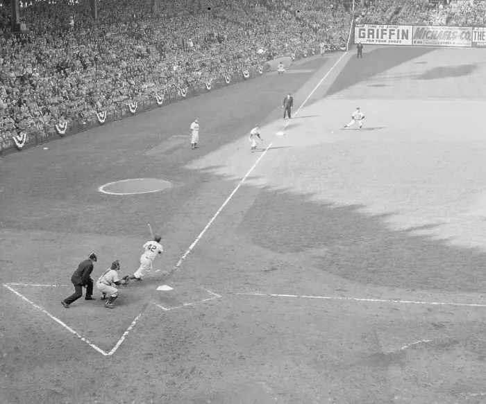 Framed Print : Jackie Robinson Lining Out Framed Print : Jackie Robinson Lining Out