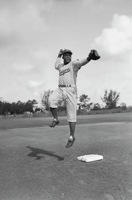 Framed Print : Jackie Robinson Making Toss in Midair Framed Print : Jackie Robinson Making Toss in Midair