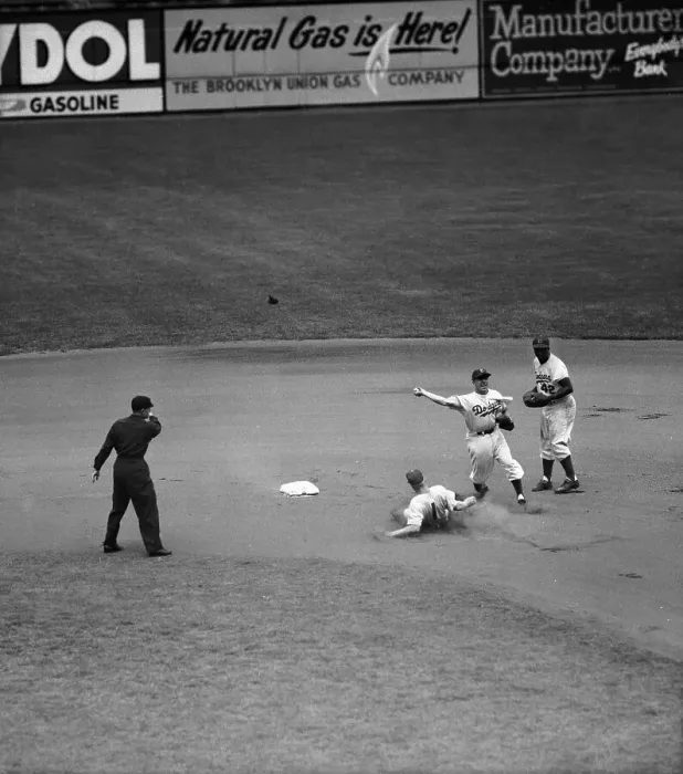 Framed Print : Jackie Robinson and Pee Wee Reese During Game Framed Print : Jackie Robinson and Pee Wee Reese During Game