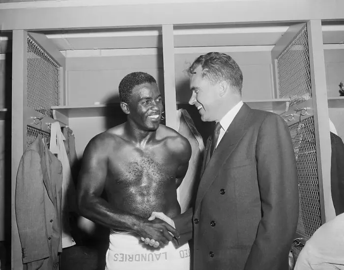 Framed Print : Jackie Robinson Shaking Hand of Richard Nixon Framed Print : Jackie Robinson Shaking Hand of Richard Nixon