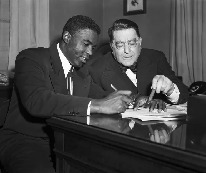 Framed Print : Jackie Robinson Signing Contract with Branch Rickey Framed Print : Jackie Robinson Signing Contract with Branch Rickey