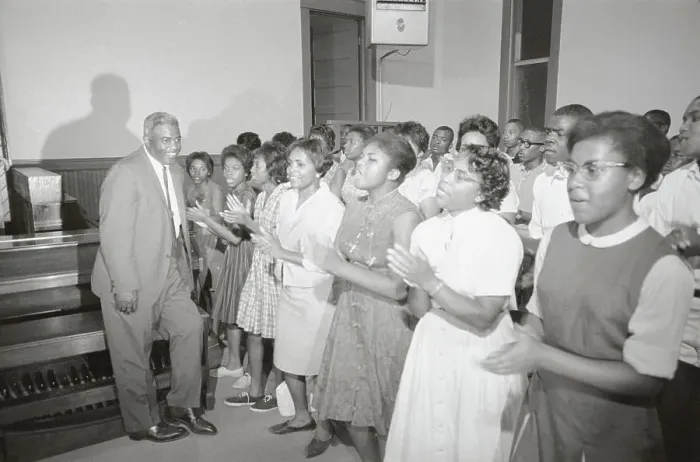 Framed Print : Jackie Robinson Singing with Choir