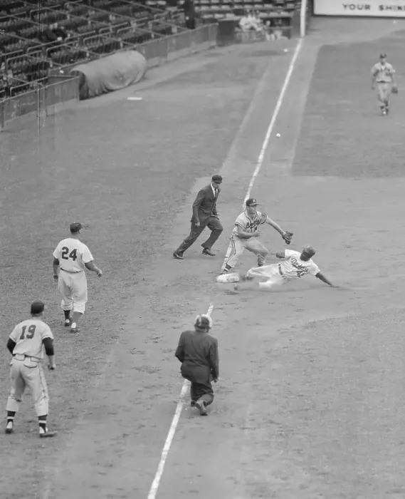 Framed Print : Jackie Robinson Sliding into Third Base Framed Print : Jackie Robinson Sliding into Third Base