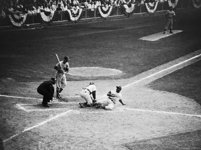 Framed Print : Jackie Robinson Sliding Home Framed Print : Jackie Robinson Sliding Home