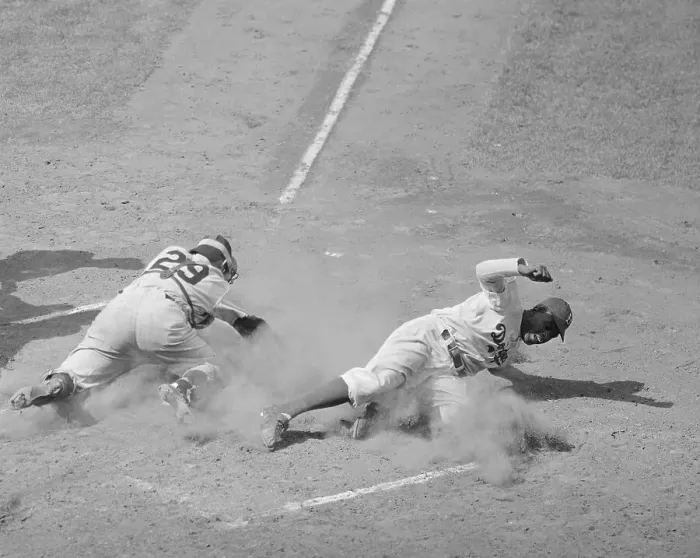Framed Print : Jackie Robinson Sliding into Home Plate Framed Print : Jackie Robinson Sliding into Home Plate