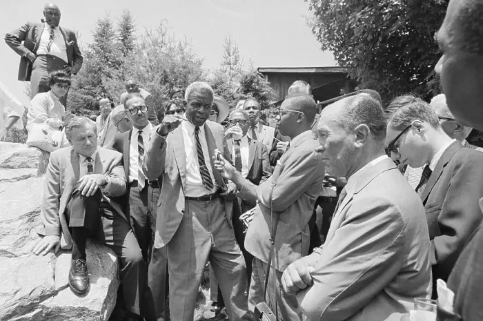 Framed Print : Jackie Robinson Speaking to National Newspaper Publishers Assn