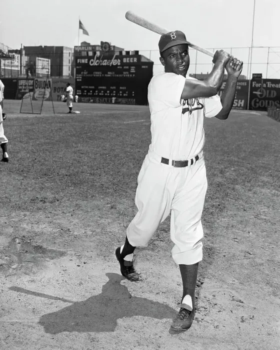 Framed Print : Jackie Robinson Swinging Bat