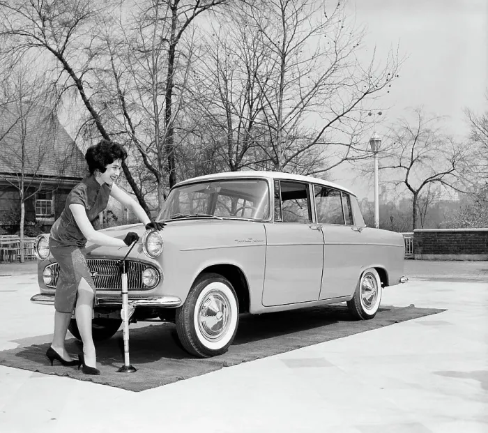 Framed Print : Jacking Toyopet Subcompact Car Framed Print : Jacking Toyopet Subcompact Car