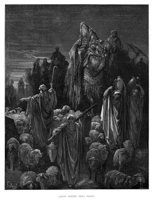 Framed Print : Jacob goes into Egypt engraving 1870 Framed Print : Jacob goes into Egypt engraving 1870