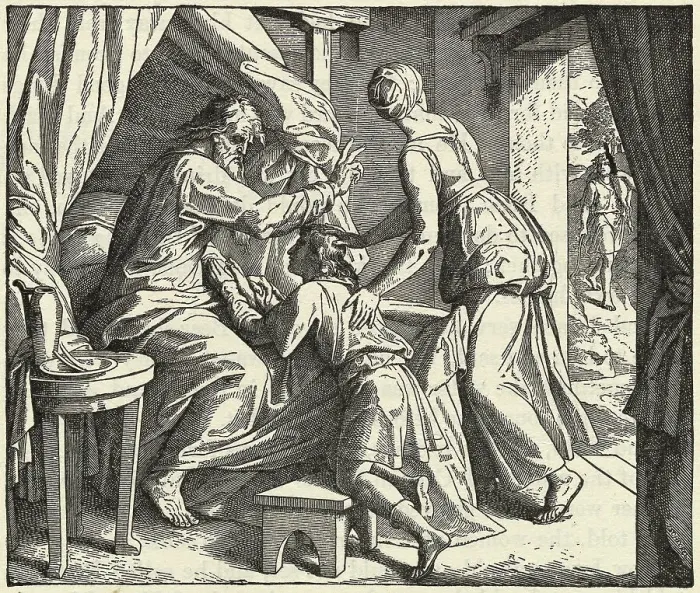 Framed Print : Jacob Taking Blessing from Esau Framed Print : Jacob Taking Blessing from Esau