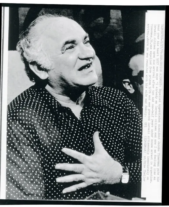 Framed Print : Jacobo Timerman Speaking to Press After His Release