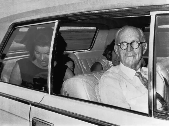 Framed Print : Jacqueline Bouvier Kennedy in Car with Her Father in Law Framed Print : Jacqueline Bouvier Kennedy in Car with Her Father in Law