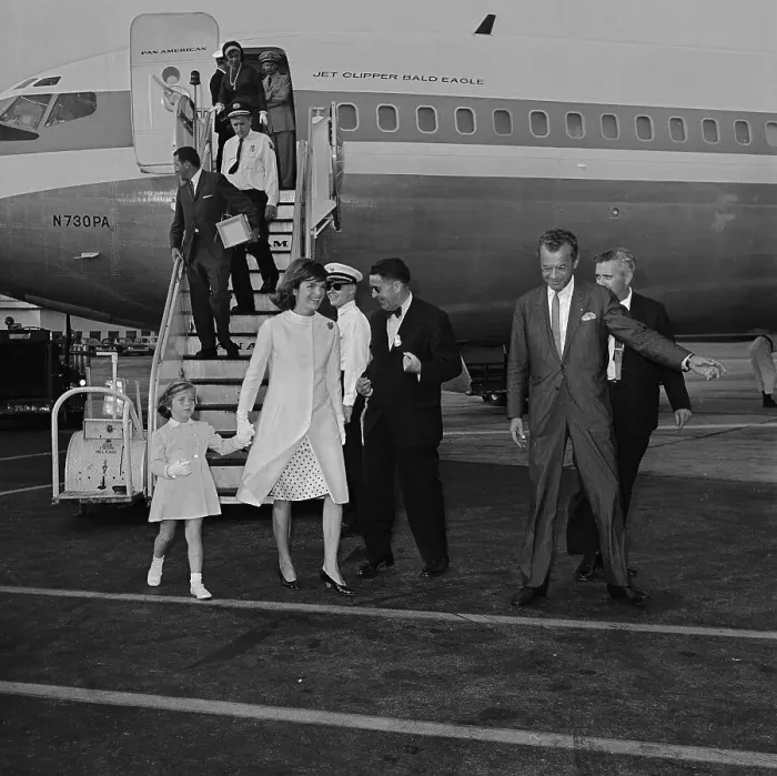 Framed Print : Jacqueline Bouvier Kennedy and Daughter Leaving Airplane Framed Print : Jacqueline Bouvier Kennedy and Daughter Leaving Airplane