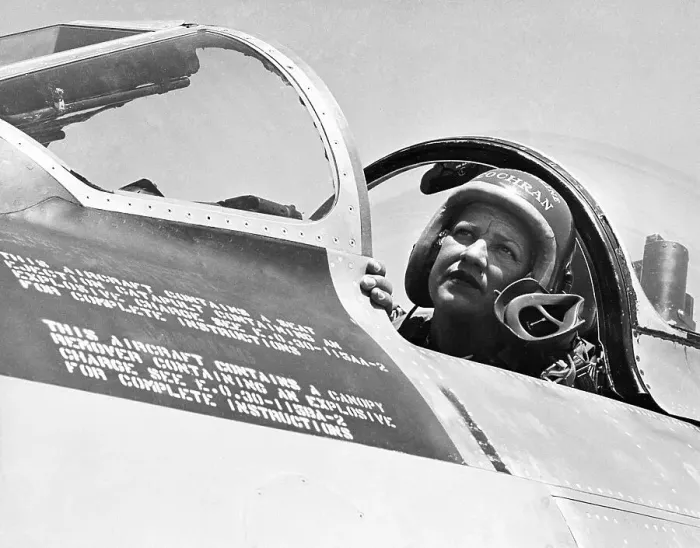 Framed Print : Jacqueline Chochrane in Cockpit Framed Print : Jacqueline Chochrane in Cockpit
