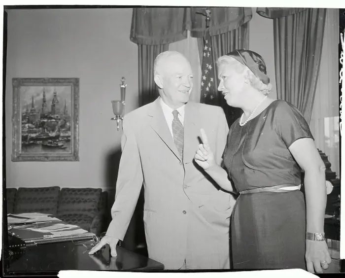 Framed Print : Jacqueline Cochran with President Dwight Eisenhower Framed Print : Jacqueline Cochran with President Dwight Eisenhower