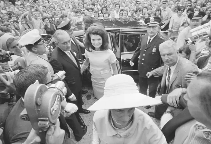 Framed Print : Jacqueline Kennedy Arriving at Half-Sister's Wedding