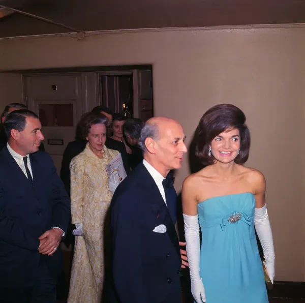 sachin and babi light blue dress 1960's Evening Gown Crochet Jackie Kennedy Elegant Dress Wrap Gloves Purse  Pearl main image 1
