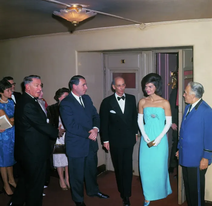Framed Print : Jacqueline Kennedy Attending Opera in Powder Blue Evening Dress Framed Print : Jacqueline Kennedy Attending Opera in Powder Blue Evening Dress