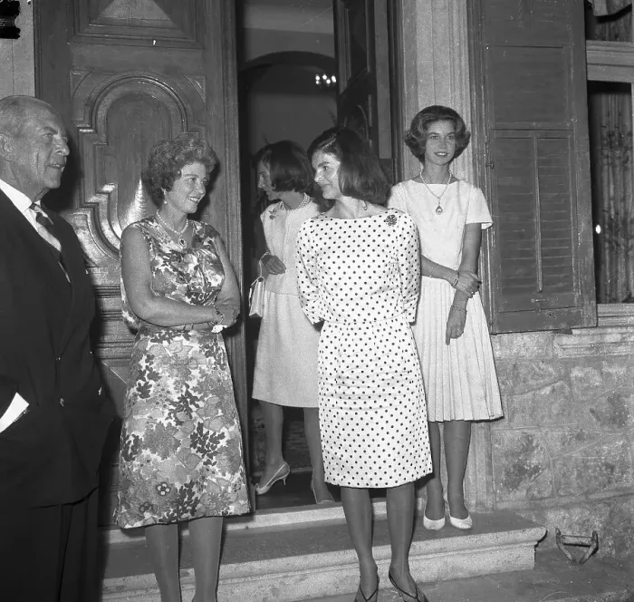 Framed Print : Jacqueline Kennedy Conversing with Queen Fredericia Framed Print : Jacqueline Kennedy Conversing with Queen Fredericia