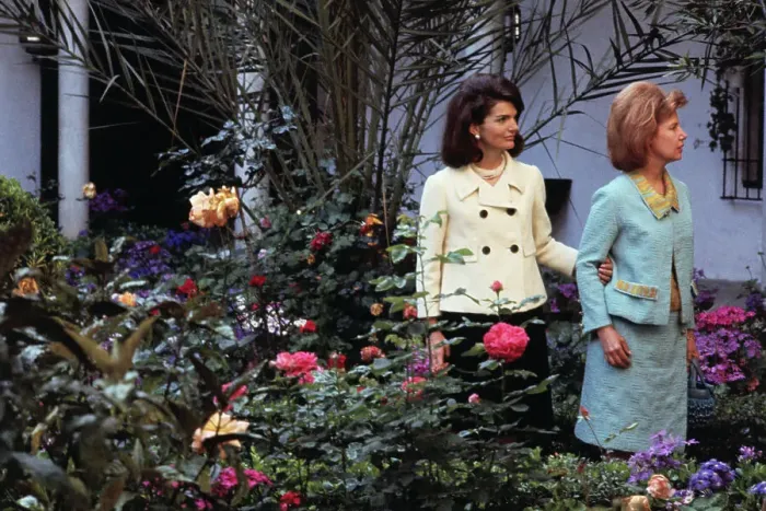 Framed Print : Jacqueline Kennedy and Duchess of Alba in Outdoor Garden Framed Print : Jacqueline Kennedy and Duchess of Alba in Outdoor Garden