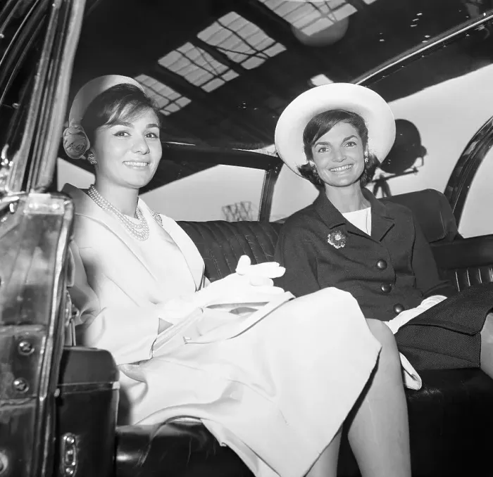 Framed Print : Jacqueline Kennedy and Empress Farah Riding in a Limousine Framed Print : Jacqueline Kennedy and Empress Farah Riding in a Limousine