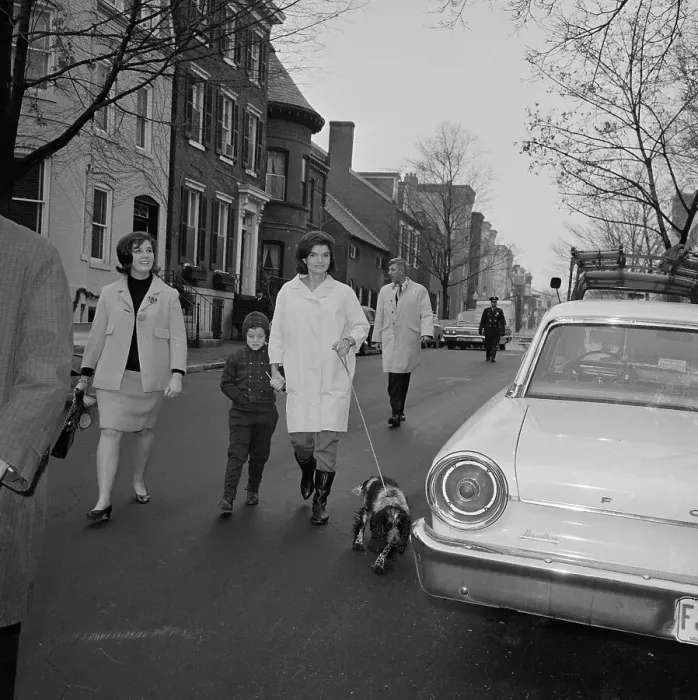 Framed Print : Jacqueline Kennedy and Family Members Walking Dog Framed Print : Jacqueline Kennedy and Family Members Walking Dog
