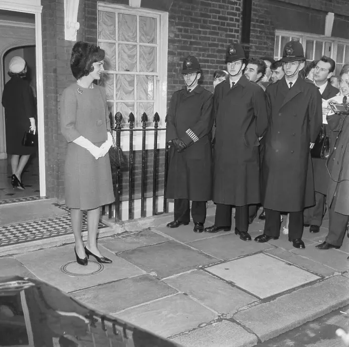 Framed Print : Jacqueline Kennedy and London Bobbies Framed Print : Jacqueline Kennedy and London Bobbies