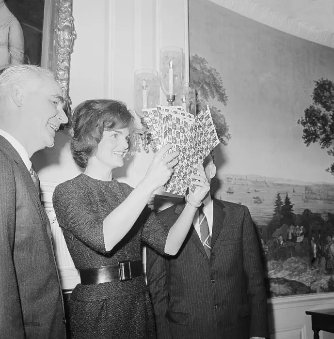 Framed Print : Jacqueline Kennedy Looking at Christmas Seals Framed Print : Jacqueline Kennedy Looking at Christmas Seals