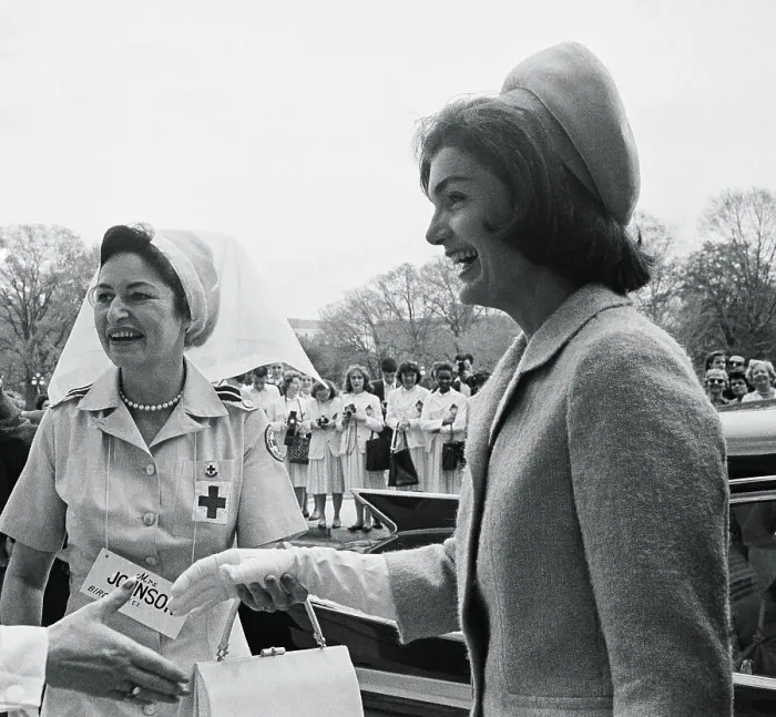 Framed Print : Jacqueline Kennedy Being Met by Lady Bird Johnson Framed Print : Jacqueline Kennedy Being Met by Lady Bird Johnson