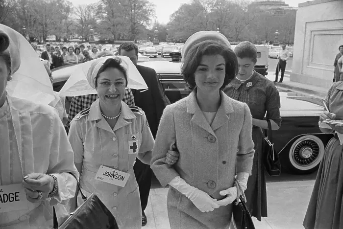 Framed Print : Jacqueline Kennedy Being Met by Lady Bird Johnson Framed Print : Jacqueline Kennedy Being Met by Lady Bird Johnson