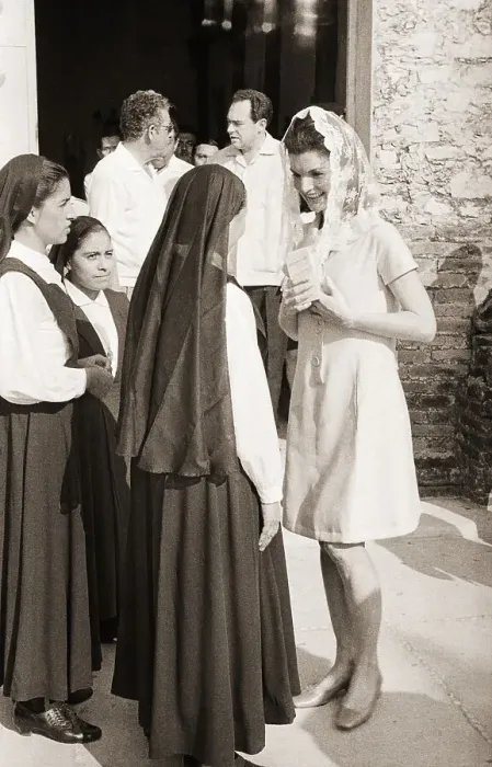 Framed Print : Jacqueline Kennedy with Nuns Outside Church Framed Print : Jacqueline Kennedy with Nuns Outside Church