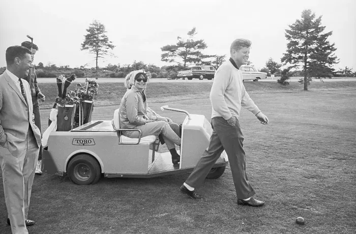 Framed Print : Jacqueline Kennedy Riding Golf Cart