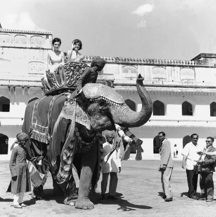 Framed Print : Jacqueline Kennedy and Sister Princess Lee Radziwill Riding Atop Elephant Framed Print : Jacqueline Kennedy and Sister Princess Lee Radziwill Riding Atop Elephant