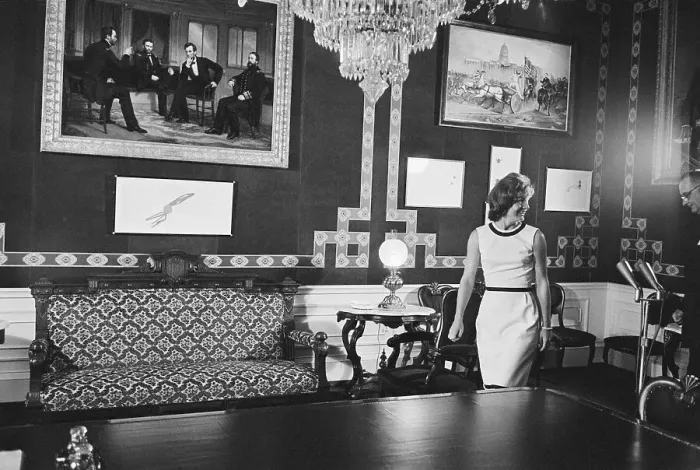 Framed Print : Jacqueline Kennedy in the Treaty Room Framed Print : Jacqueline Kennedy in the Treaty Room