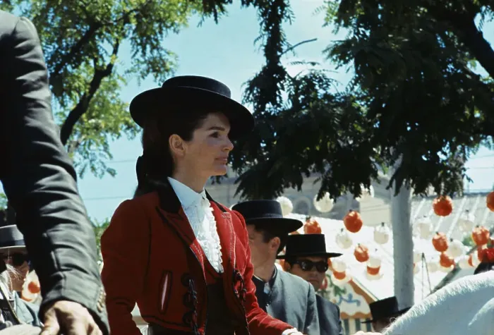 Framed Print : Jacqueline Kennedy Wearing Andalusian Outfit Framed Print : Jacqueline Kennedy Wearing Andalusian Outfit