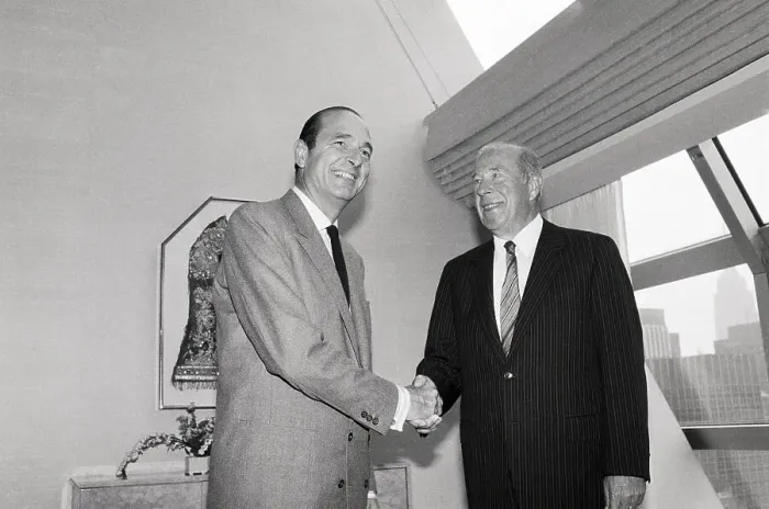 Framed Print : Jacques Chirac Greets George Shultz Framed Print : Jacques Chirac Greets George Shultz