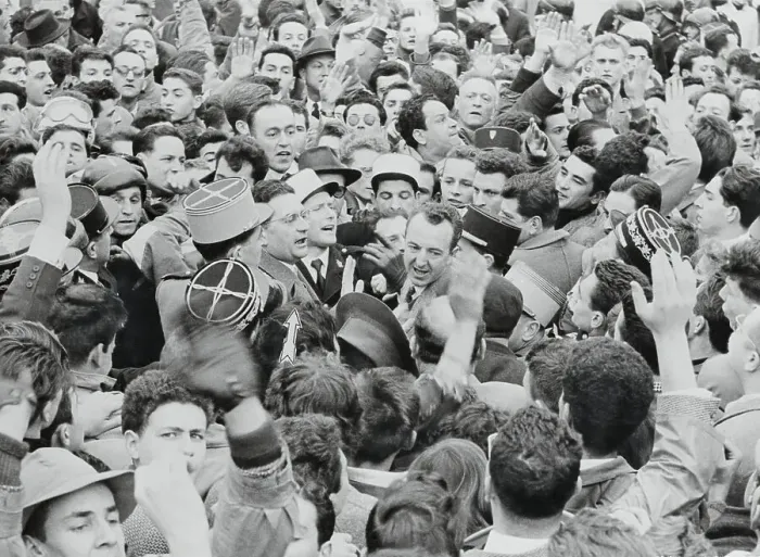 Framed Print : Jacques Soustelle Surrounded by Crowd of Armirers Framed Print : Jacques Soustelle Surrounded by Crowd of Armirers