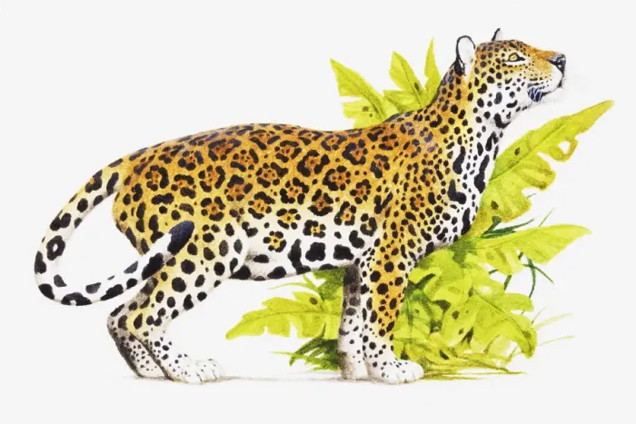 Framed Print : Jaguar (Panthera onca) standing near green foliage Framed Print : Jaguar (Panthera onca) standing near green foliage