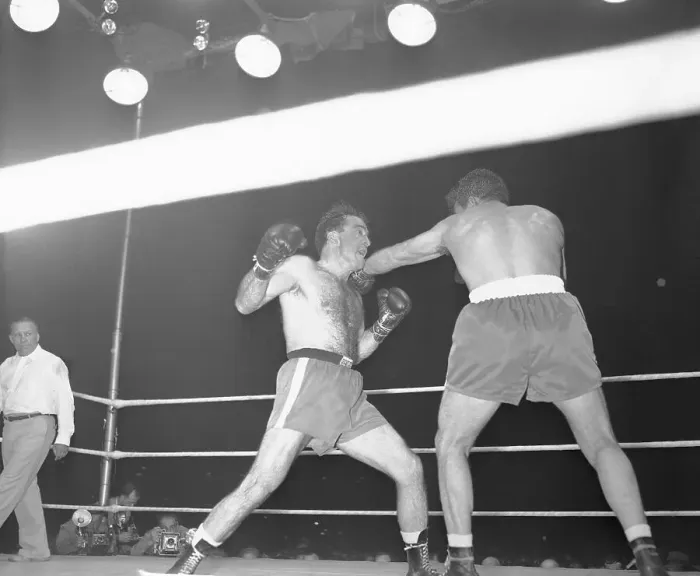 Framed Print : Jake LaMotta Punching Marcel Cerdan Framed Print : Jake LaMotta Punching Marcel Cerdan