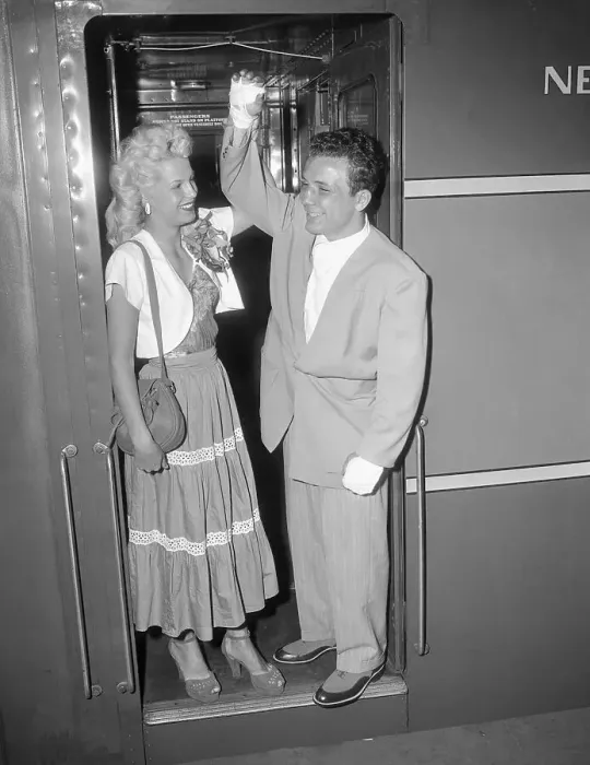 Framed Print : Jake and Vicki Lamotta Standing in Train Door