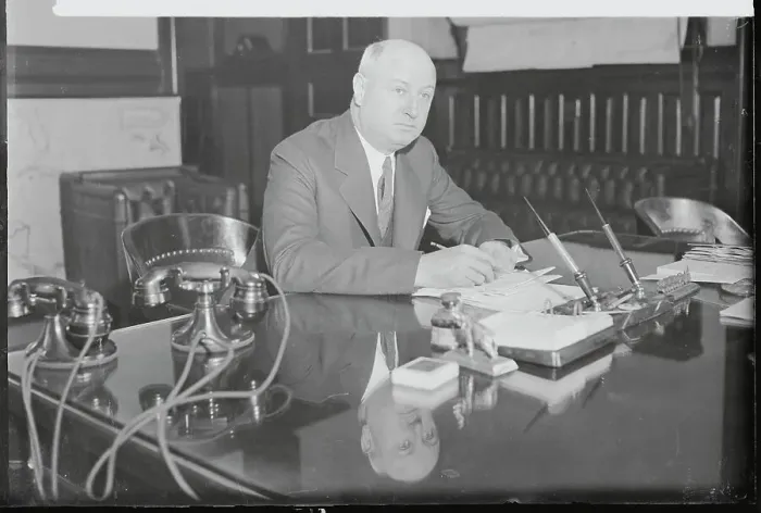 Framed Print : James A. Farley Pausing at His Desk Framed Print : James A. Farley Pausing at His Desk